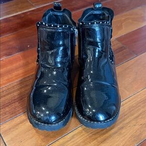 Tahari Black Patent Toddler Ankle Boots with Stud Detail